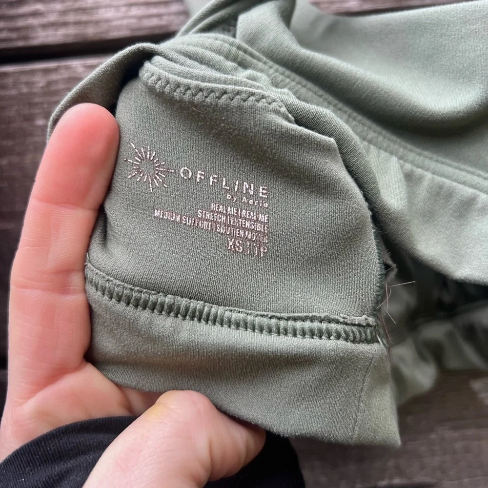 Aerie & Victoria’s Secret Sport Workout Set Sage Green Leopard Print Pockets - Picture 10 of 16